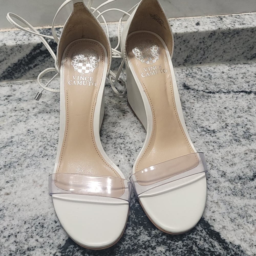 Vince Camuto Stassia White Wedge Sandal - Picture 2 of 4